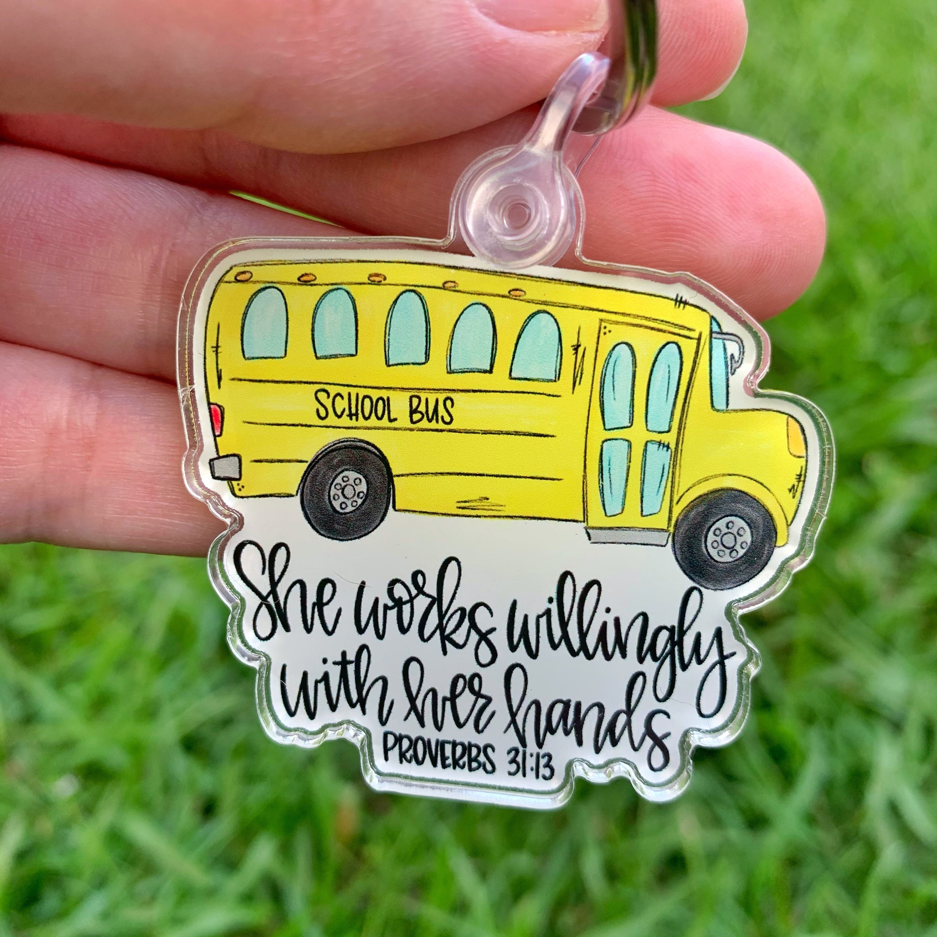School Bus Driver Key Chain Acrylic Keychain Bus Driver Gift