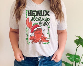 Cajun Christmas graphic tee | shirt for Christmas | heaux heaux heaux | crawfish | Santa | Louisiana Christmas