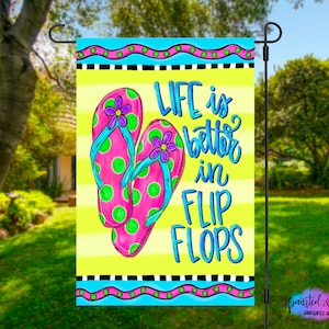 Summer Garden Flag | Flip Flop Yard Decor | Mothers Day gift | RV Campsite Gift | Welcome Flag | Summertime Yard Art | Outdoor Decor | Beach
