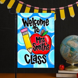 Custom Teacher Flag | classroom decor | personalized teacher gift | polyester flag | educator | school | class | sign | door hanger