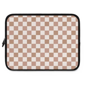 Neutral Checkered Laptop Sleeve | Pretty Laptop Cover | iPad Sleeve Cover | Laptop Bag | Trendy