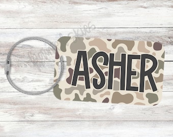 Hunting Duck Camo Name Luggage Name Tag | Double Sided Bag Tag | Backpack Name Tag | Workout Bag Tag | baseball bag tag | lunchbox tag