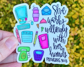 Receptionist Sticker | Laptop Sticker | Sticker Collector | Vinyl Car Decal | secretary Gift | Christian | Bible verse | office manager