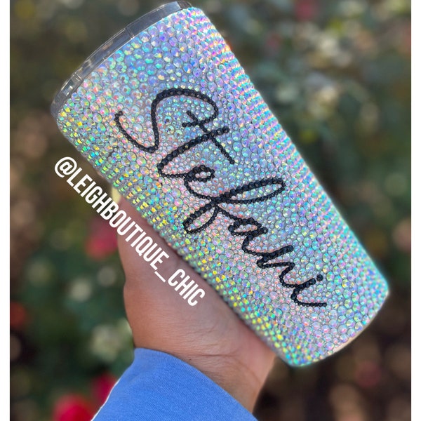 Custom Rhinestone and Pearl Bling Tumbler - Personalized Monogrammed Drinkware - Ideal for Vacations, Weddings, & Bachelorette Parties