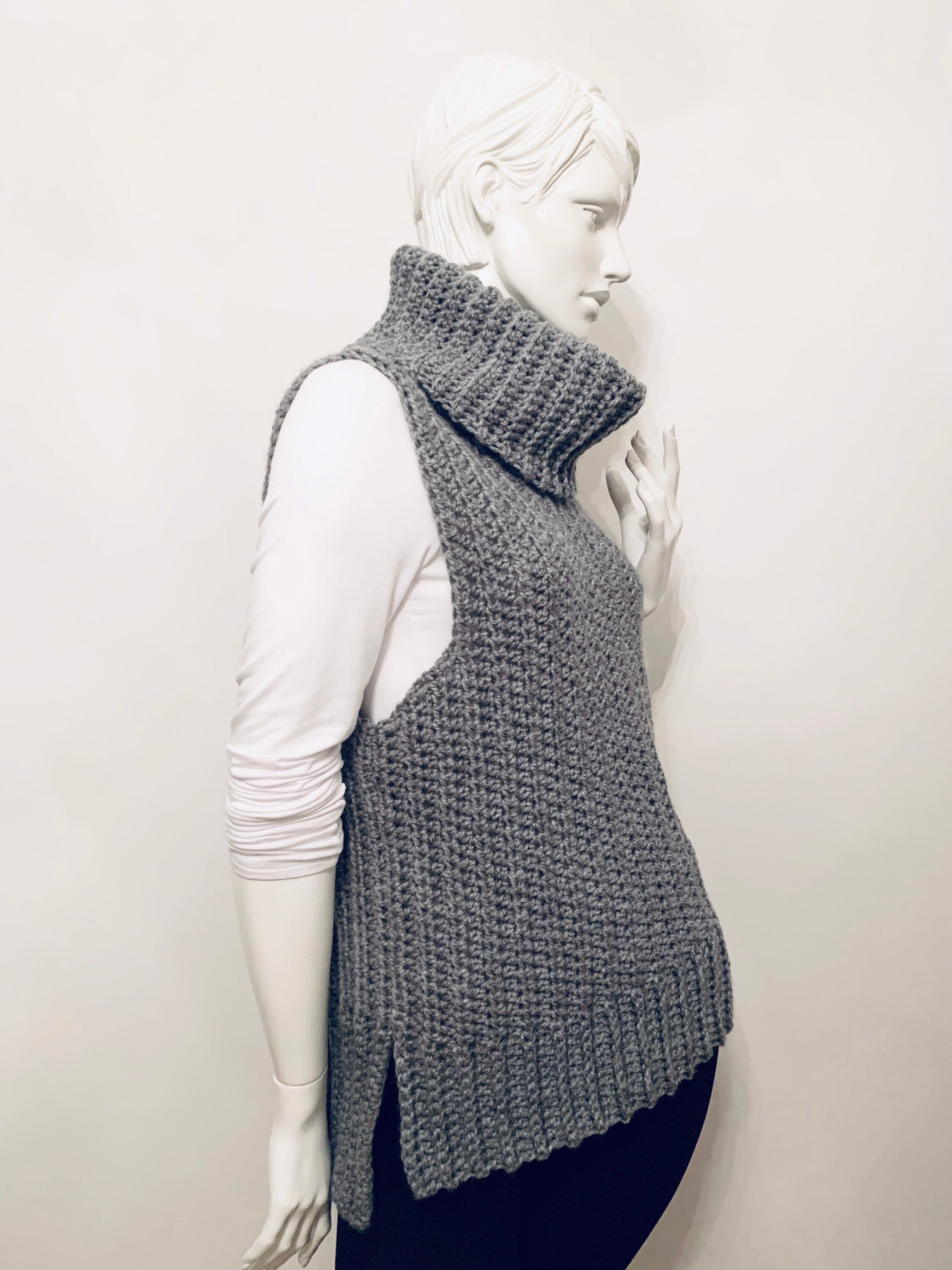 Hand Crocheted Sleeveless Tunic Tank Top…