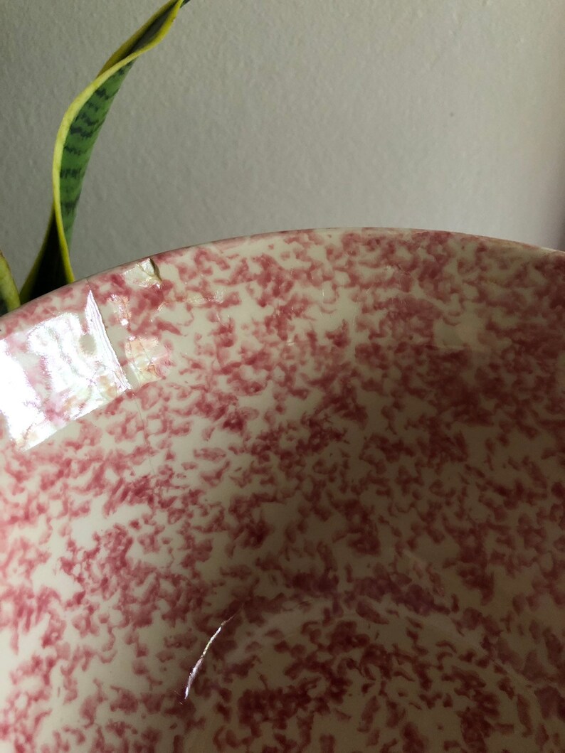 Farmhouse Shabby Chic Kitchen Decor Friendship Pottery Pink Sponged Bowl Roseville Ohio Pink Sponged Vintage Stoneware Mixing Bowl