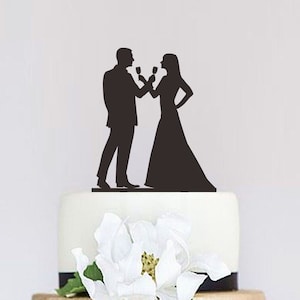 Wedding Cake Topper,Drinking Couple Silhouette,Groom and Bride Topper,Wedding Decoration,Custom Cake Topper,Unique Cake Topper P105