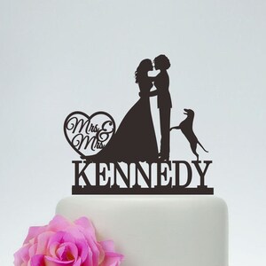 Mrs and Mrs Wedding Cake Topper,Same Sex Cake Topper,lesbian Cake Topper,Personalized Cake Topper with Dog,lesbian silhouette,- C147