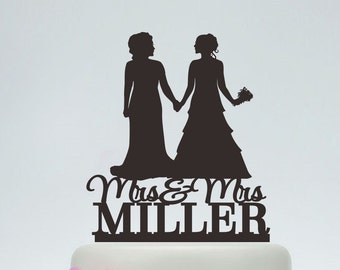 Lesbian Cake Topper,Lesbian Wedding,Mrs and Mrs Cake Topper,Lesbian Silhouette,Lesbian Cake Decoration,Same Sex Cake Topper - C148