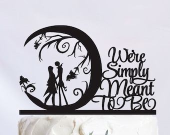 Jack And Sally Wedding Cake Topper, Disney Cake Topper, Nightmare Before Christmas Party Decor ,Simply Meant To Be C337