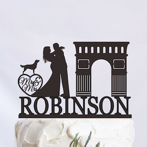 Travel Wedding Cake Topper, Arch of Triumph Cake Topper, Traveling Party Decor, Couple Cake Topper, Travel theme Party C340