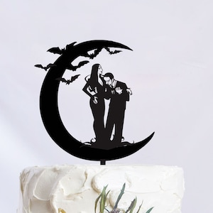 Halloween Wedding Cake Topper, Adams Family Cake Topper, Halloween Theme Decoration, Morticia And Gomez Cake Topper  C336