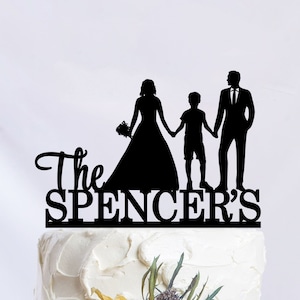Family Wedding Cake Topper, Couple Cake Topper With Children, Bride and Groom Cake Topper ,Family Theme Wedding Decoration C300