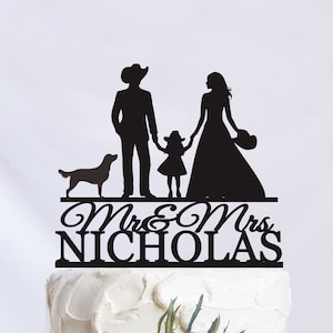 Cowboy Wedding Cake Topper, Family Cake Topper, Cowboy Couple Cake Topper, Custom Cowgirl Cake Topper, Cowboy Party Decor C291