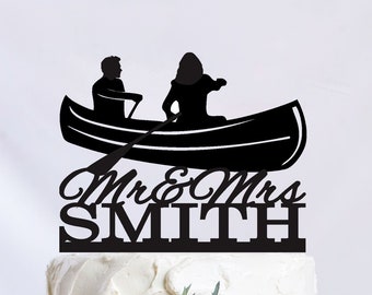 Kano Bruidstaart Topper, Kayak Cake Topper, Kano Thema Partij Decor, Paar Taart Topper, De heer en mevrouw Cake Topper C335