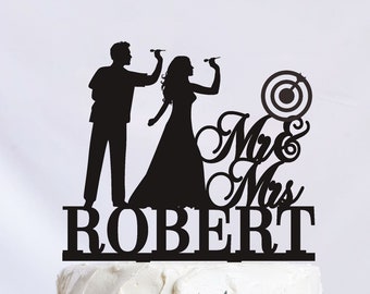 Darts Wedding Cake Topper, Darts Couple Cake Topper, Darts Theme Party Decor, Funny Mr and Mrs Cake Topper C349