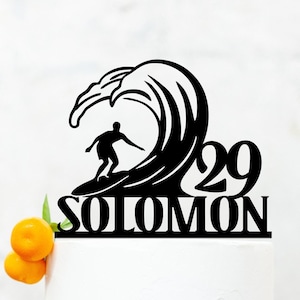 Surfer Birthday Cake Topper , Beach Surfing Cake Topper ,Surfer Party Decoration, Vacation BirthdayCake Topper B016