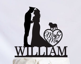 Policeman And Nurse Cake Topper, Police Officer Cake Topper, Nurse Cake Topper, Policeman wedding decor, Custom Cake Topper With Dog C361