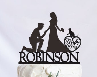 Policeman Wedding Cake Topper, Police Officer Cake Topper, Mr and Mrs Cake Topper, Policeman Theme Party Decor C356