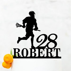 Lacrosse Birthday Cake Topper , Lacrosse Player Cake Topper , Lacrosse Birthday Party Decoration , Custom Cake Topper B010