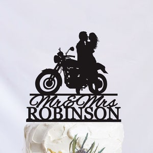 Motocycle Wedding Cake Topper ,Bride And Groom Cake Topper, Motobike Wedding Cake Topper ,Mr And Mrs Biker Cake Topper C332