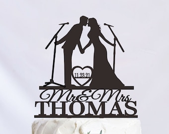 Singer Couple Cake Topper, Singer Wedding Cake Topper, Funny Cake Topper, Musician Cake Topper, Mr And Mrs Cake Topper C362