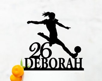 Female Football Cake Topper , American Soccer Birthday Cake Topper , Soccer Birthday Party , Birthday Decoration , Custom Cake Topper B001