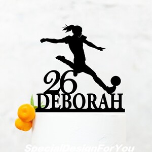 Female Football Cake Topper , American Soccer Birthday Cake Topper , Soccer Birthday Party , Birthday Decoration , Custom Cake Topper B001