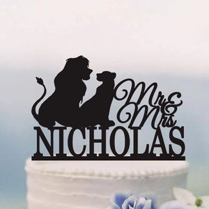 The Lion King Wedding cake topper,Disney Inspired Wedding,Mr and Mrs Cake Topper,Simba and Nala  C254