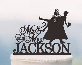 Star War Wedding Cake Topper,Custom Cake Topper,Personalized Cake Topper,Engagement Cake Topper,Cake Decoration,Bride and Groom Topper C203