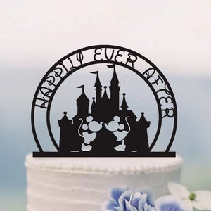 Happily Ever After Cake Topper, Disney Wedding Cake Topper, Mickey And Minnie Cake Topper,Custom Cake Topper, Disney Castle Cake Topper C352