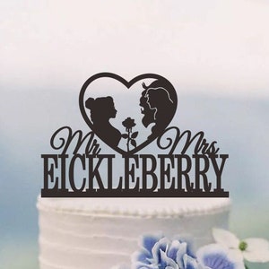 Die Schöne und das Biest, Disney Hochzeitstorte Topper,Mr und Mrs Cake Topper,Prinzessin und Prinzessinnen Cake Topper,Belle Silhouette,C182
