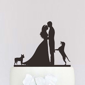 Wedding Cake Topper,Groom And Bride Cake Topper,Custom Cake Topper With Dog,Unique Cake Topper,Wedding Decoration P107