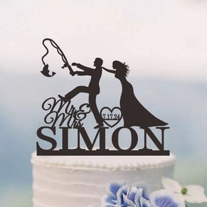 Hunting and Fishing Cake Topper Personalized With One Initial . Wedding  Cake Topper  Birthday Topper  Grooms Cake Topper 