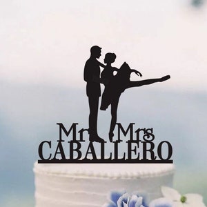 Ballerina Cake Topper, Wedding Cake Topper,Mr and Mrs Cake Topper, Ballet dancer silhouette, personalized cake topper,Dance Wedding C267