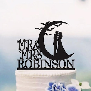 Halloween Wedding Cake Topper, Halloween Theme Party Decor, Personalized Funny Cake Topper, Till Death Do Us Part  C334