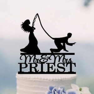 Topper de bolo engraçado, Topper de bolo de pesca personalizado, Topper de bolo Mr e Mrs com sobrenome, Topper de bolo de casamento ao ar livre, Casamento de pesca C176