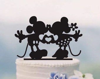 Mickey And Minnie Cake Topper, Wedding Cake Topper,Custom Cake Topper,Disney Cake Topper,Personalize Cake Topper,Unique Cake Topper  P092