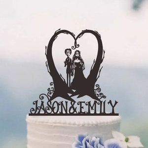 Topper per torta sposa cadavere, topper per torta nuziale di Halloween, decorazione a tema Halloween, topper per torta Emily e Victor C371