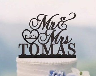 Topper na tort weselny, Topper na tort pana i pani z nazwiskiem, Topper w kształcie serca, Topper na tort niestandardowy, Spersonalizowany topper na tort, Topper na tort rustykalny C079