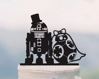 Wedding Cake Topper,Star Wars Cake Topper,R2D2 & Bb8 cake topper, Acrylic Custom Cake Topper,Love Cake Topper,Star Wars Silhouette  P152