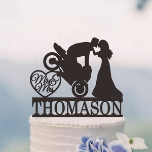 Motorcycle Wedding Cake Topper,Dirt Bike Cake Topper,Groom On Motorcycle,Custom Cake Topper,Funny Cake Topper,Motorbike Cake Topper  C187