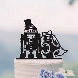 Star Wars Wedding Cake Topper,R2D2 & Bb8 cake topper, Custom Cake Topper,Couple Robot Cake Topper,Star Wars Cake Topper in acrylic