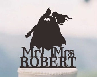 Wedding Cake Topper,Super Hero Cake Topper, Mr Mrs Cake Topper, Custom Cake Topper, Super Hero Theme Decor, Super Hero Decoration C245