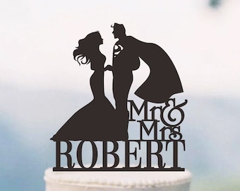 Wedding Cake Topper,Super Hero Cake Topper, Mr Mrs Cake Topper, Custom Cake Topper, Super Hero Theme Decor, Super Hero Decoration C165