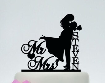 Wedding Cake Topper With Last Name,Mr & Mrs Topper,Custom Cake Topper,Groom And Bride Cake Topper,Wedding Decoration,Unique Cake Topper c069