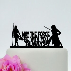 May The Force Be With You, Star Wars Wedding Cake Topper,Custom Cake Topper,The Force Awakens,Rey and Kylo Ren, Disney Wedding C177
