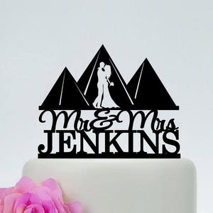 Egyptian Pyramid Cake Topper,Mr And Mrs Cake Topper With Last Name,Wedding Cake Topper,Bride And Groom Topper,Custom Cake Topper G002