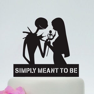 Topper de pastel de bodas, simplemente destinado a ser, topper de pastel personalizado, Jack Skellington Cake Topper, Jack y Sally, Halloween Wedding Topper P146