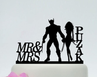 Wolverine and Phoenix Cake Topper, Super Hero Wedding Cake Topper,Mr and Mrs Cake Topper,X-men Cake Topper,Super Hero Wedding, C141